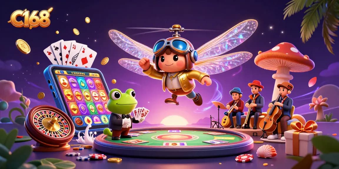 C168 offers immersive gaming experiences with vibrant slot games and dynamic casino action in a magical setting.