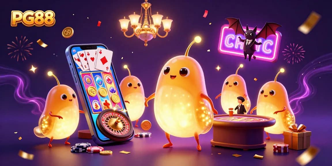 Play vibrant PG88 slot games amidst animated glowworms lighting the scene.