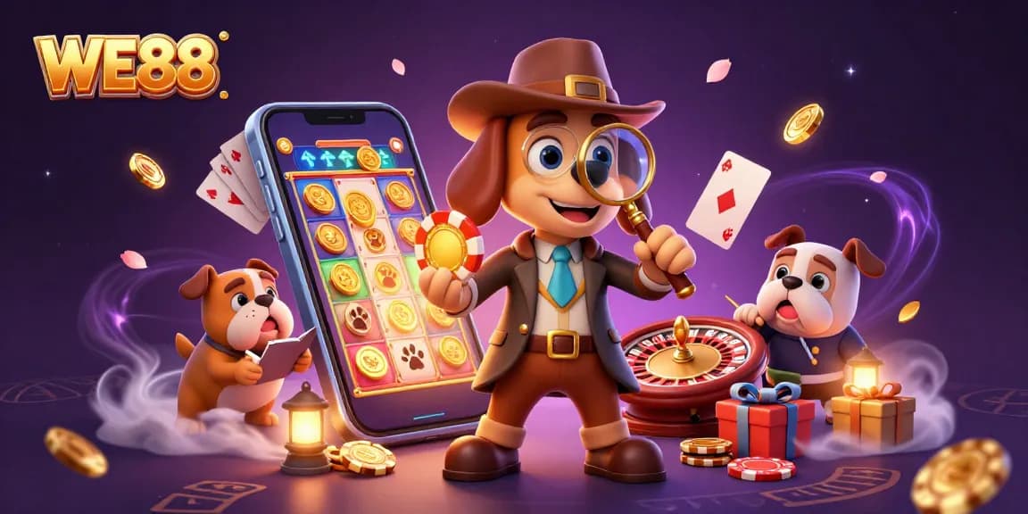 Enjoy thrilling gaming with WE88, where a detective explores treasures and jackpot clues.