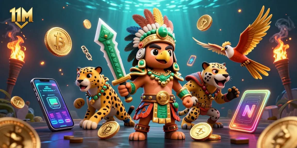 Engage in thrilling 11M gaming adventures with Aztec warriors and vibrant crypto elements
