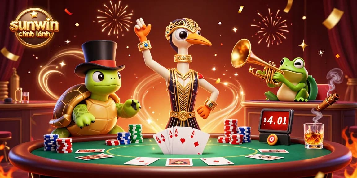 Engage with sunwin chính hãng at a vibrant casino scene featuring unique characters and rich game elements.