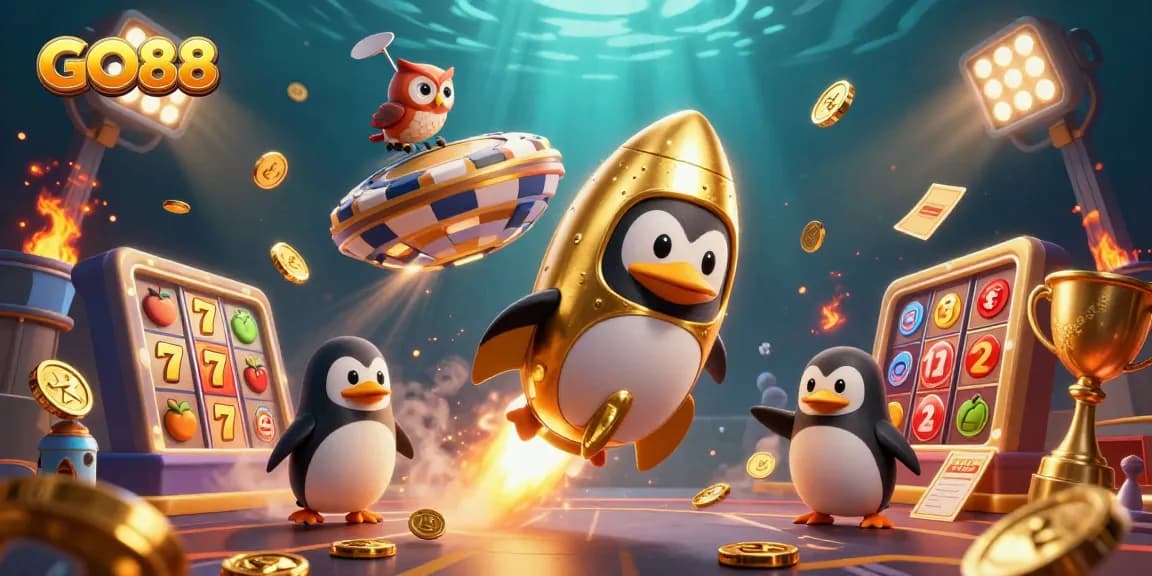 Experience thrilling gameplay at GO88 with stunning slots and jackpot elements in this captivating digital art.
