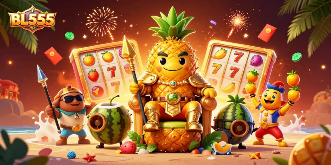 Engaging BL555 casino illustration showcasing vibrant gaming elements and characters in a lively setting.