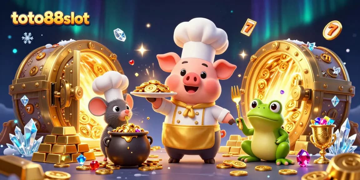 Experience the thrill of winning at toto88slot with vibrant 3D casino characters and dynamic gold elements.