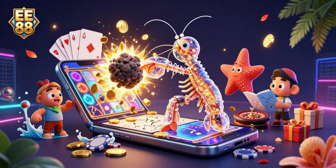 Engage with high-stakes action at EE 88, featuring a galaxy-inspired casino scene full of vibrant game elements.