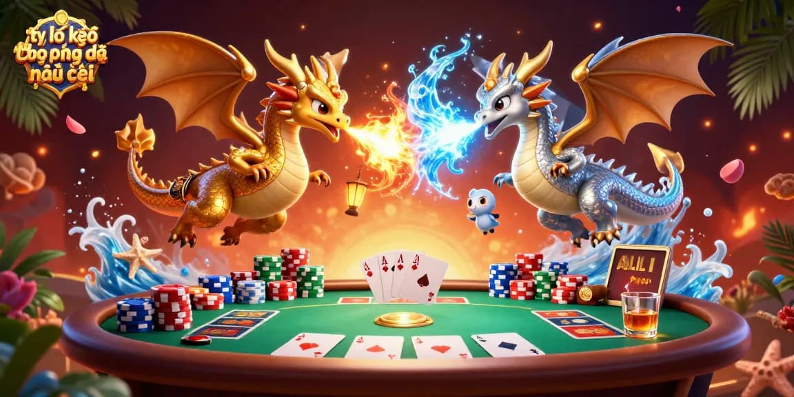 Engage in the excitement of tỷ lệ kèo bóng đá nhà cái with 3D cartoon dragons in a vibrant casino setting.