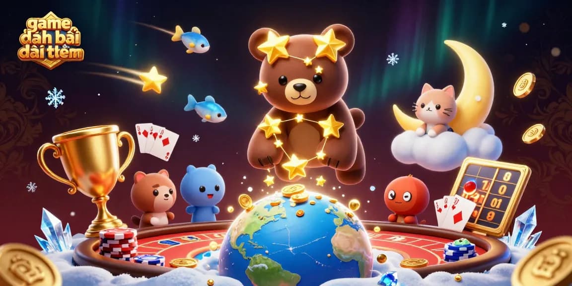 Experience thrilling game đánh bài đổi thưởng with exciting poker elements in a vibrant 3D illustration.