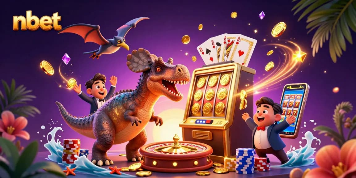 nbet delivers jackpot excitement as a pachycephalosaurus hits a golden slot machine.