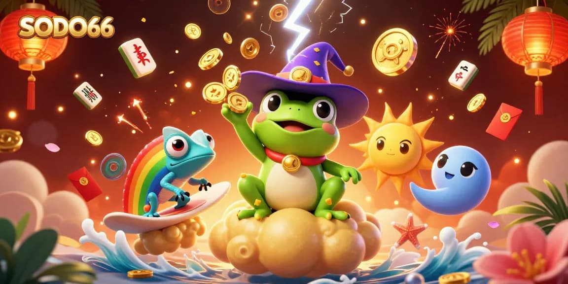 Experience the thrill of SODO66 with a fun-filled illustration featuring exciting casino elements.