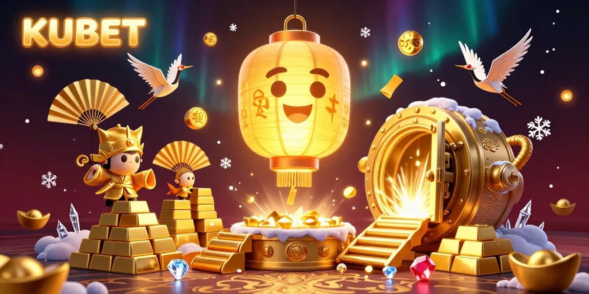 KUBET enhances excitement with a golden lantern spirit in a vibrant night market casino scene.