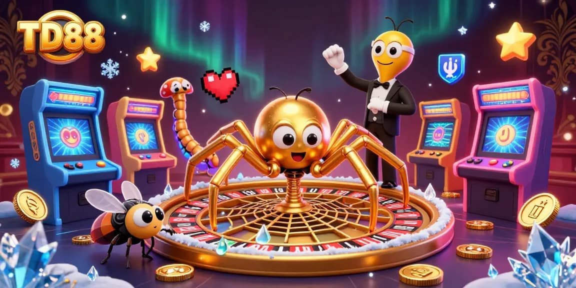 Experience the thrill of TD88 with vibrant casino elements in this engaging 3D illustration.