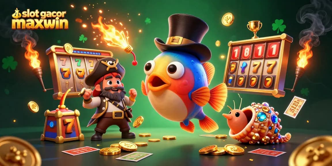 Spin and win big with slot gacor maxwin featuring lively cartoon characters and slot elements.