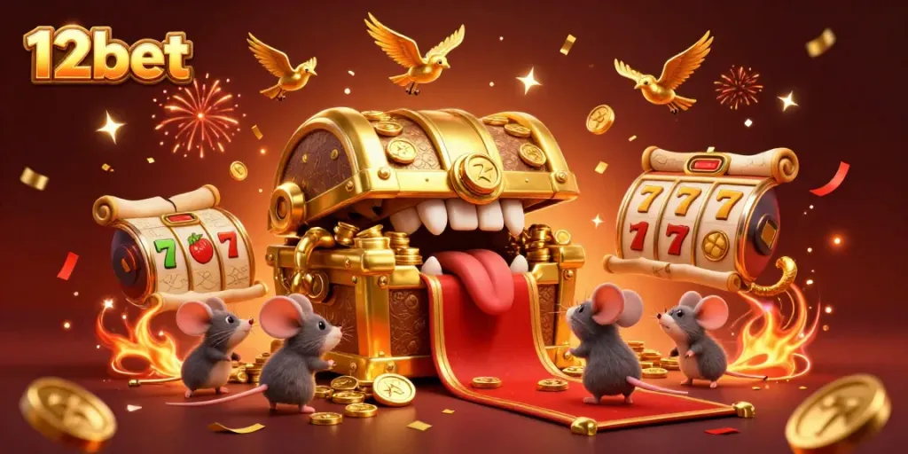 Experience exciting 12bet casino features with golden symbols and rich visuals, designed for gamblers.