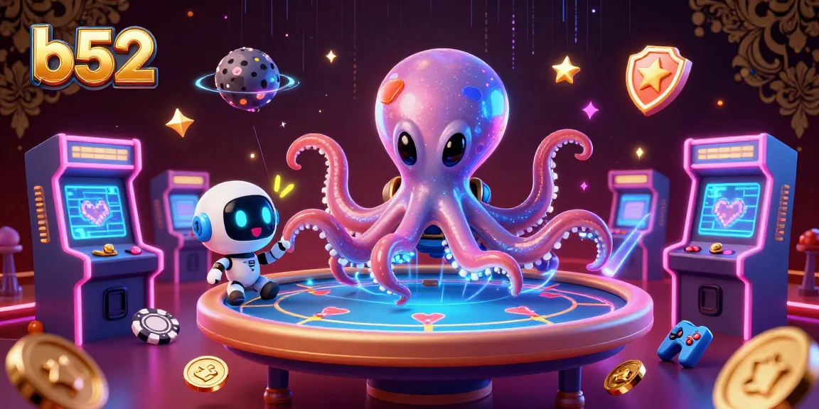 Experience high-stakes gaming with b52 at an alien casino table surrounded by vibrant gaming elements.