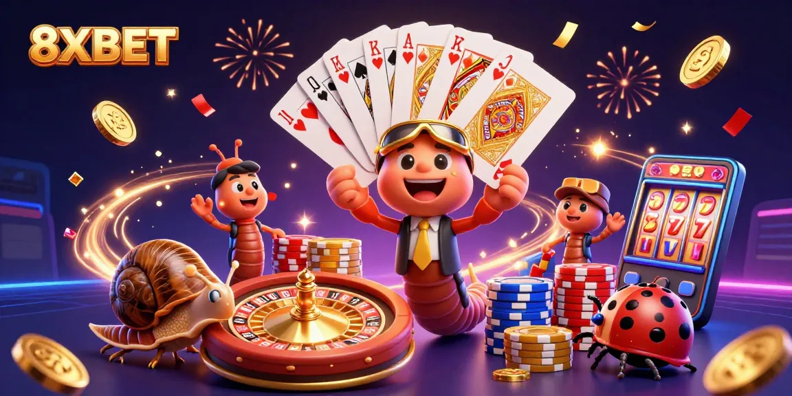 Experience the thrilling world of 8XBET with a vibrant dealer scene full of excitement and game elements.
