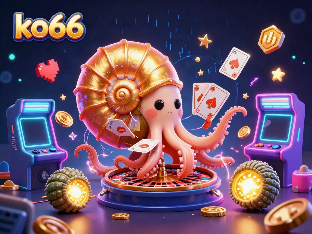 Engage in winning opportunities with ko66 featuring an ancient nautilus roulette wheel amidst glowing game elements.