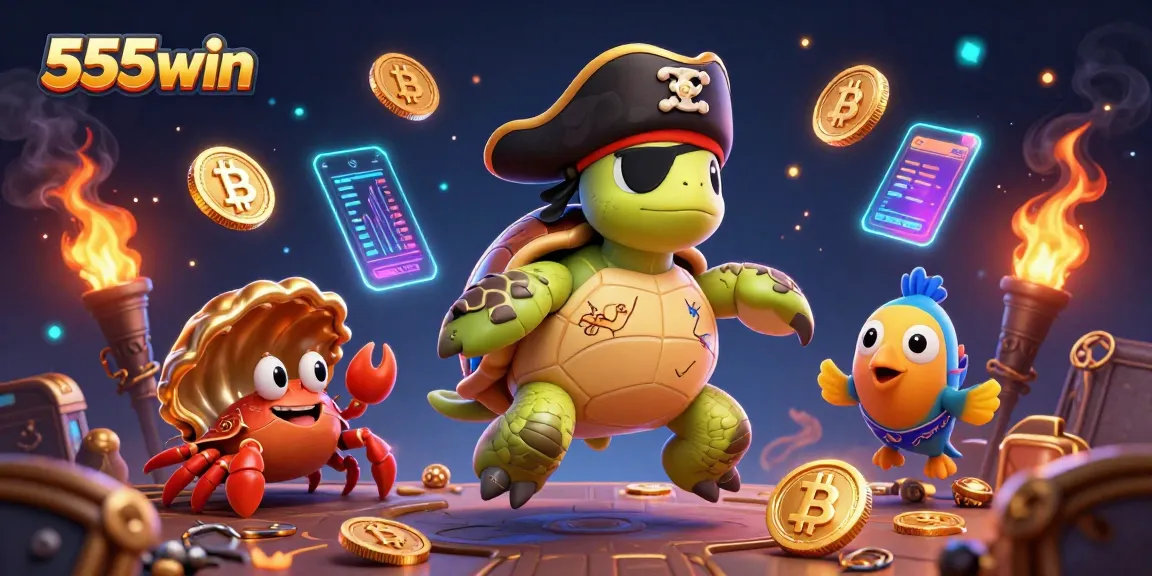 Experience exciting wins at 555win with our vibrant underwater casino adventure illustration.