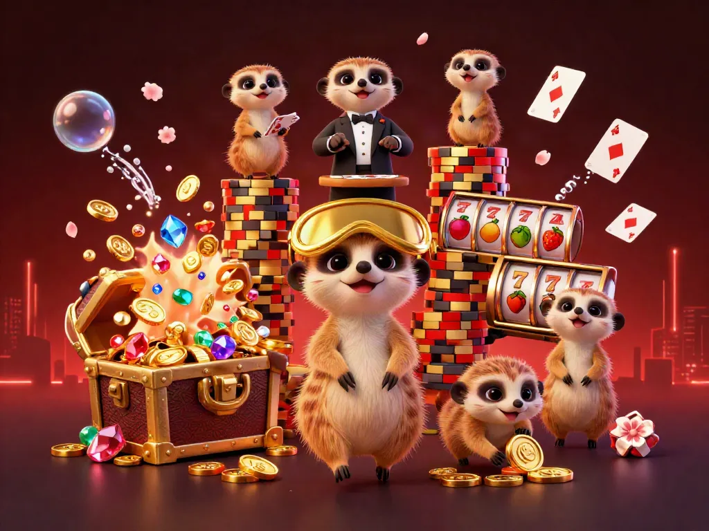 Experience the thrilling ufabet casino adventure with engaging meerkats playing cards and treasure.