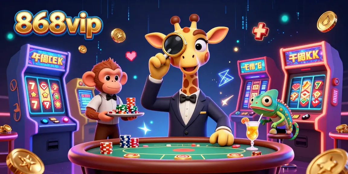 Engage in thrilling gameplay at 868vip with a vibrant casino scene featuring animated characters.