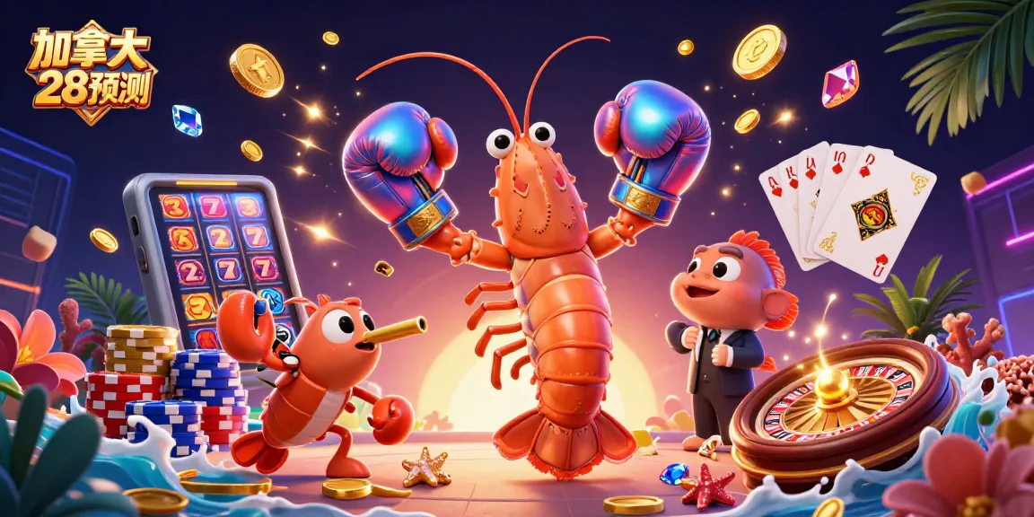 Engaging illustration for 加拿大 28 預測 showcasing vibrant casino action with lucky charms and game symbols.