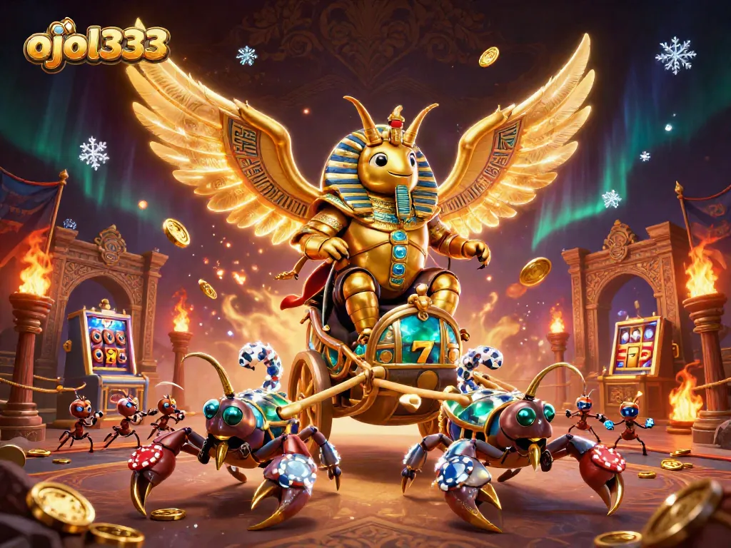 Engage with ojol333 and unlock casino thrills featuring slot symbols and lively characters.