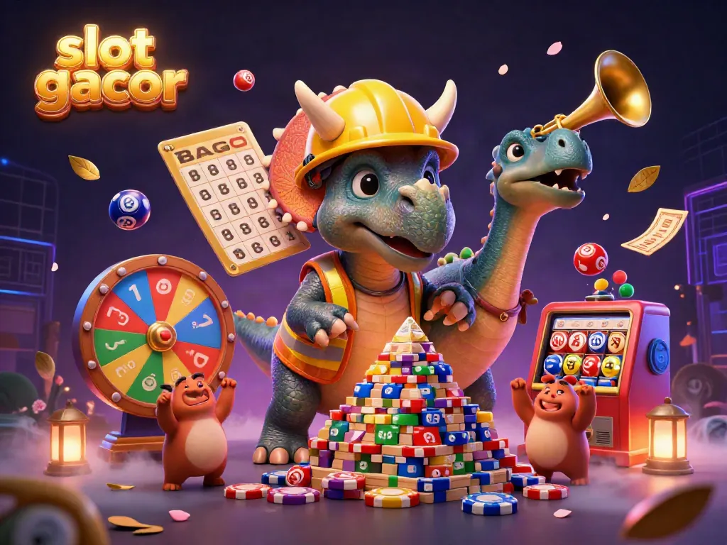 Engage with slot gacor as vibrant characters celebrate casino success amid colorful lottery themes.