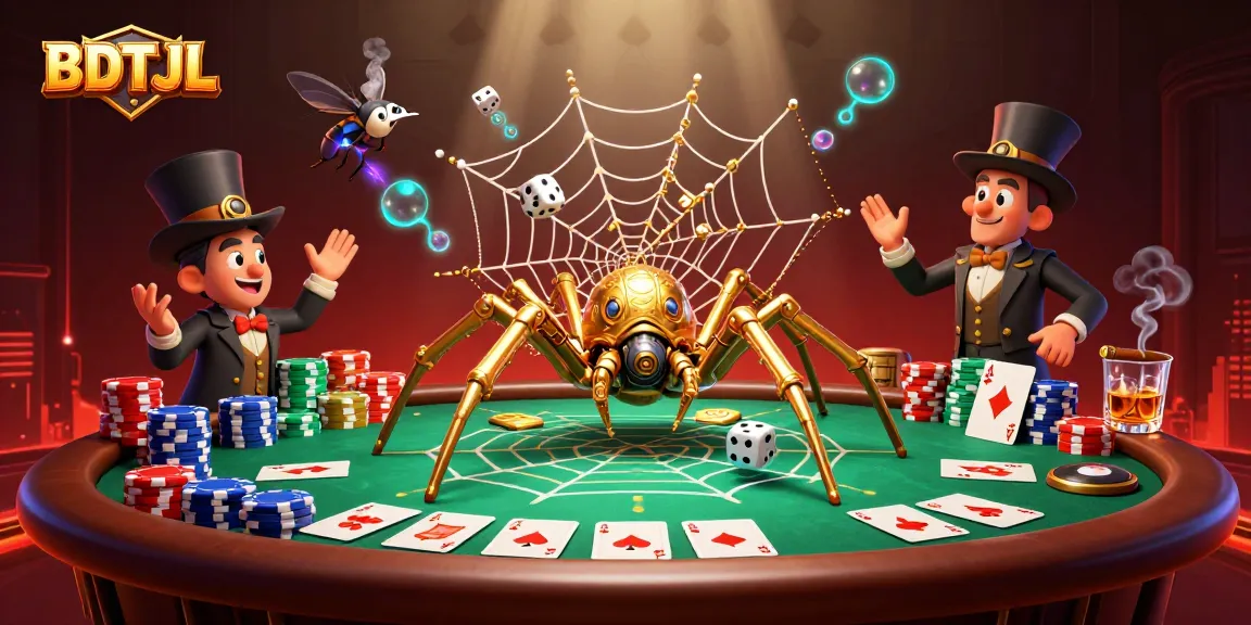Join the action at BDTJL casino with steampunk elements, poker chips, and vibrant colors.