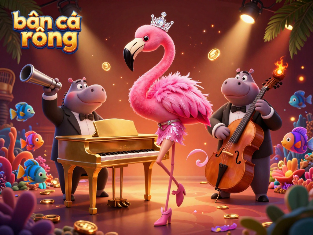 Experience the excitement of bắn cá rồng in an ultra-detailed 3D digital casino scene with vibrant sea creatures.