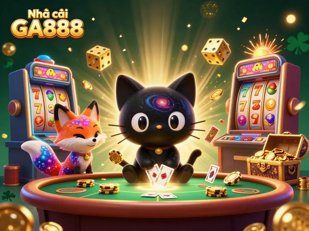 Engage with thrilling action at Nhà cái GA888's vibrant cosmic casino experience with lively characters and rich game elements.