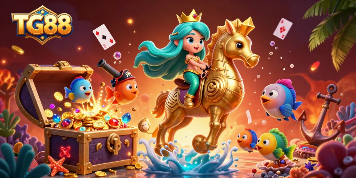 Catch the excitement at TG88 with a vibrant mermaid scene filled with treasure and games!