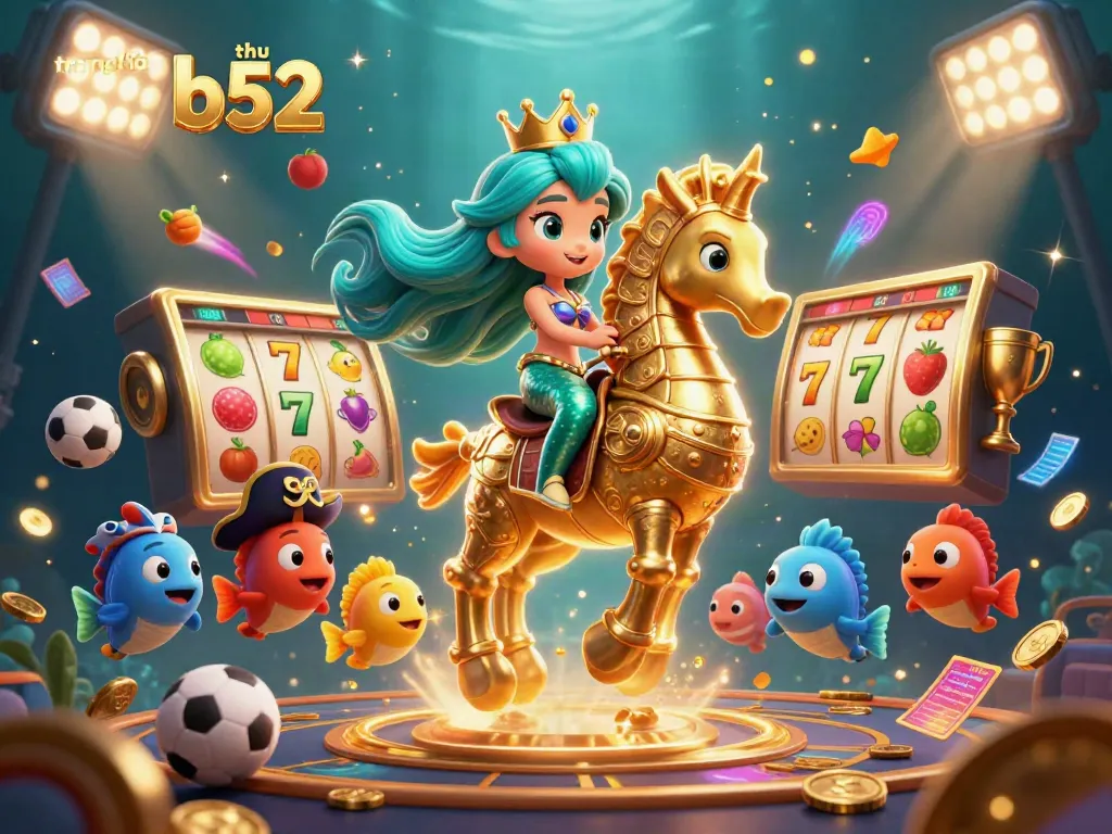 Experience exciting gameplay at trang chủ b52 with vibrant slot reels and a magical underwater scene.