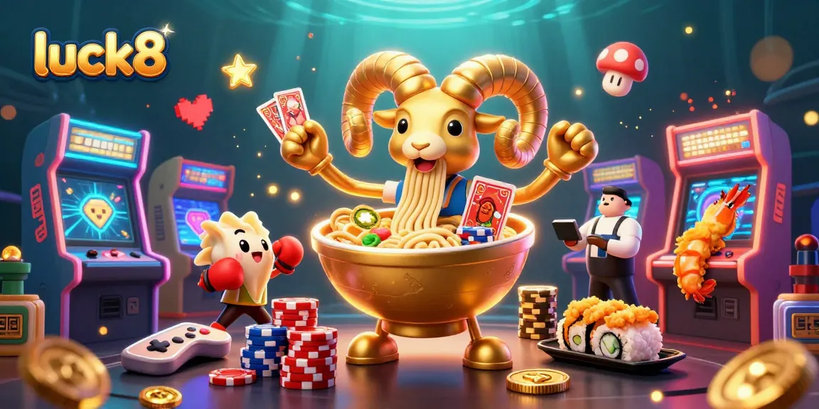 Experience luck8 with an action-packed scene featuring vibrant casino characters and immersive gaming elements.