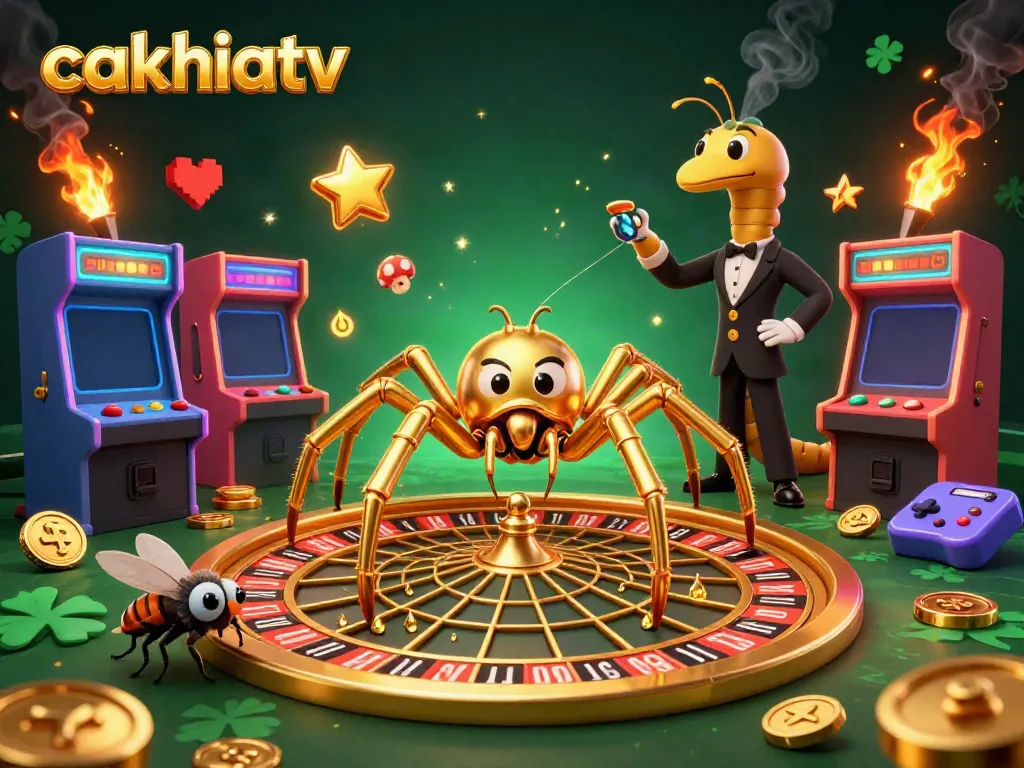 Place bets at cakhiatv with lively characters in an engaging casino-themed scene.