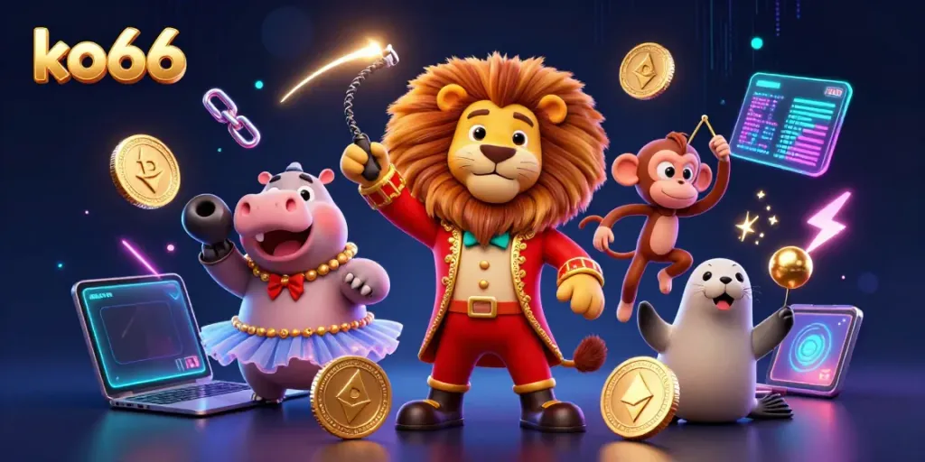 Engage with exciting gaming action at ko66 with dynamic 3D characters and cryptocurrency elements.