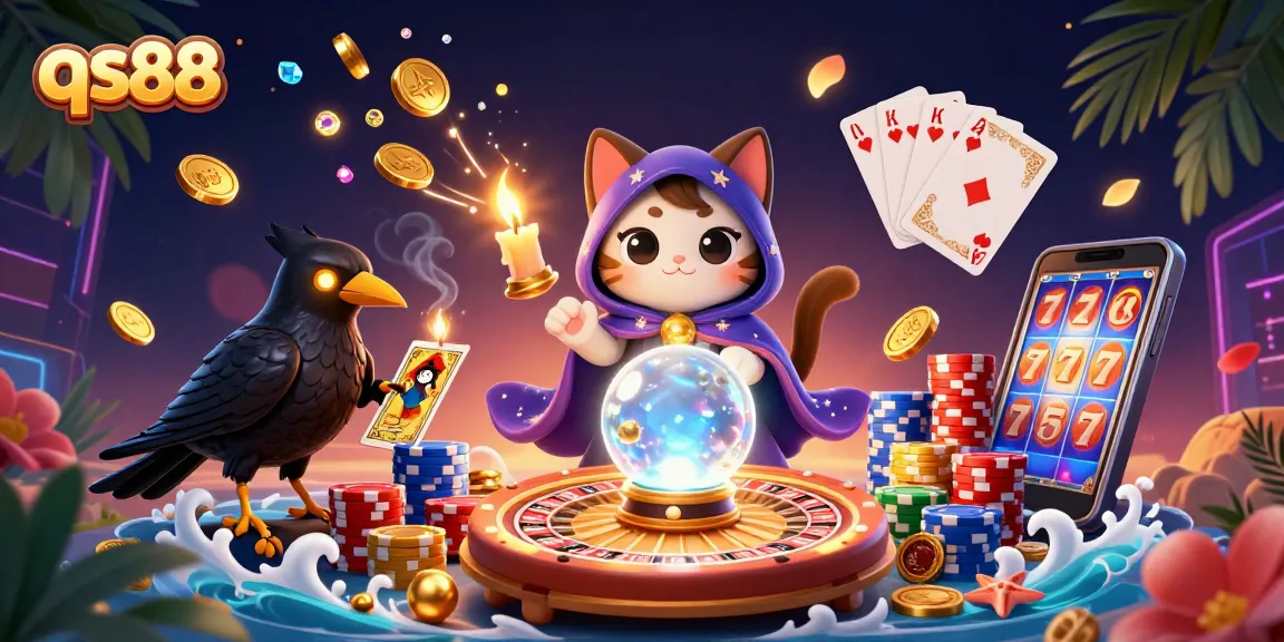 Experience the excitement of qs88 with a mystical cat, raven, and casino elements dynamically engaging players.