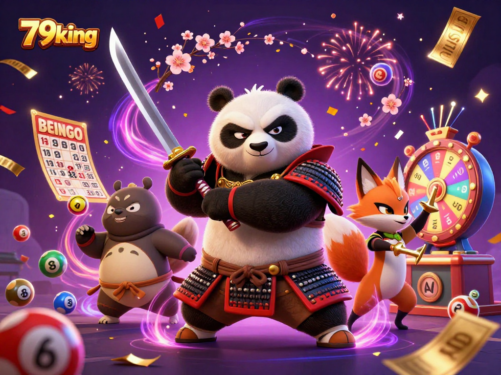 Engage with 79king as a fierce samurai panda and ninja fox ignite the lottery excitement.
