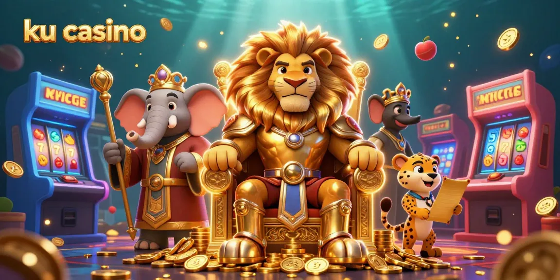 Experience the thrill of ku casino with exciting slot games in this vibrant 3D illustration.