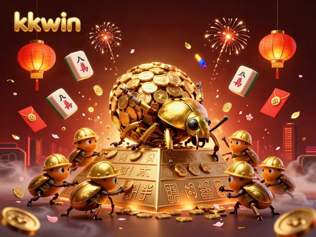 Experience thrilling gameplay at kkwin with a golden beetle game theme and festive elements.