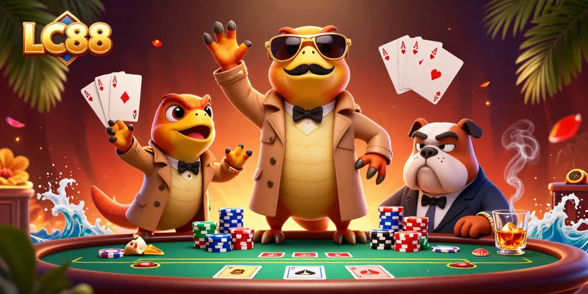 Engage in the thrilling world of LC88 as raptors sneak into a VIP lounge at a vibrant casino.
