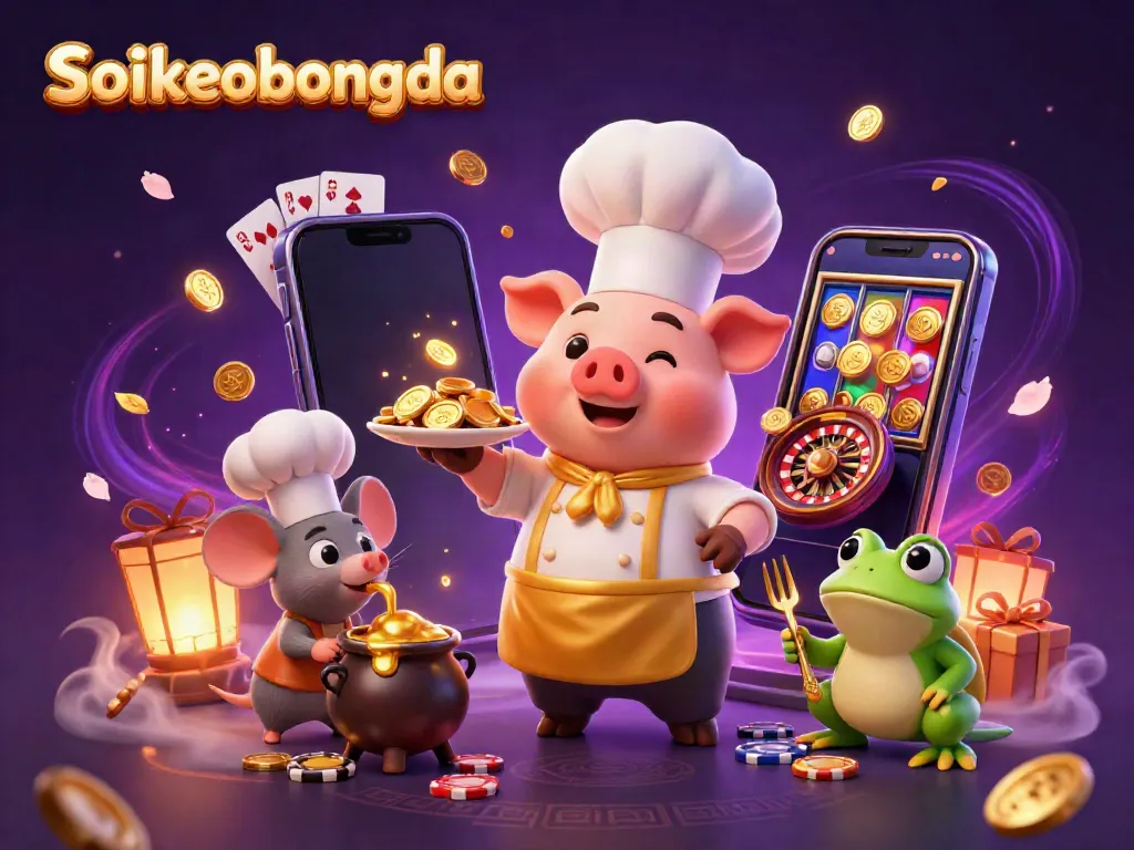 Experience the excitement of Soikeobongda with vibrant casino elements and animated characters.
