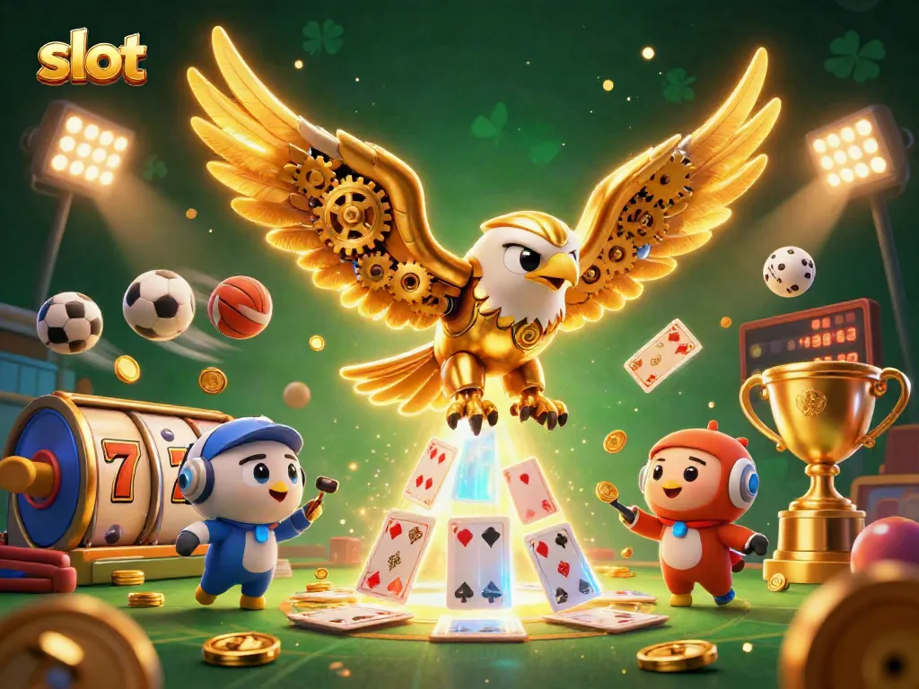 Experience excitement with slot games in this vibrant 3D casino illustration showcasing immersive gameplay.