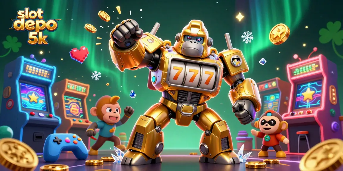 Experience exciting wins at slot depo 5k with a vibrant 3D casino scene bursting with action.