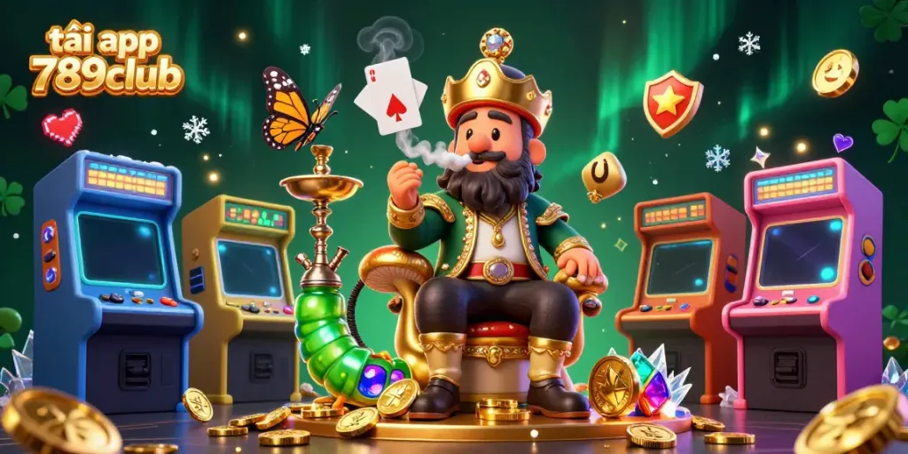 Experience the excitement of tải app 789club with a colorful casino-themed illustration brimming with gaming elements.