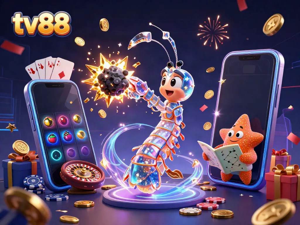 Experience thrilling wins at tv88 with a dynamic casino battle scene illustrating excitement and prizes.