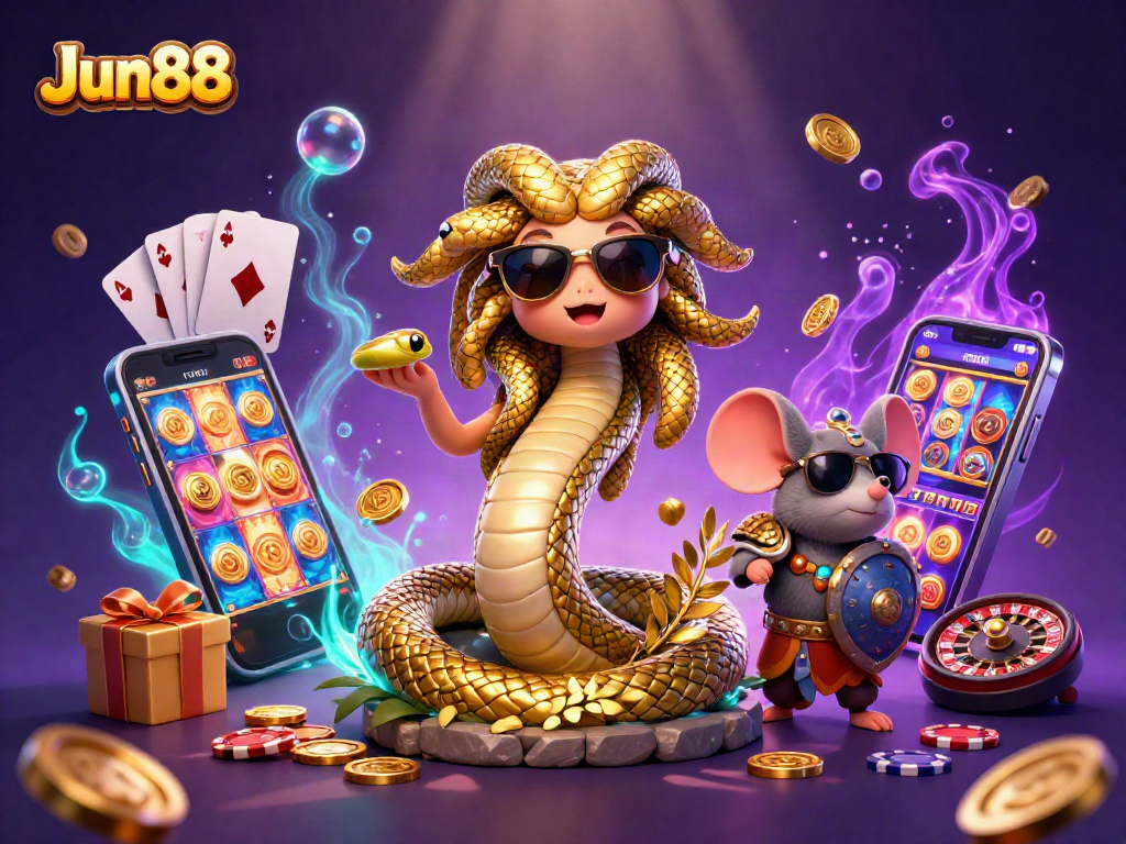 Experience thrilling gameplay with Jun88, where Medusa and the warrior mouse celebrate a winning jackpot!