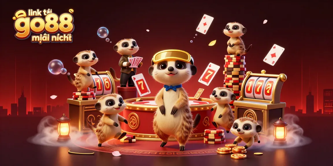 Win at Go88 with the link tải go88 mới nhất, enjoying vibrant casino fun with charming meerkats.