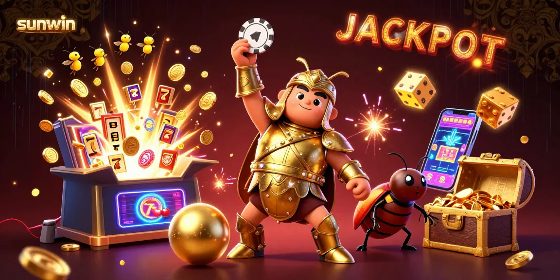 Experience a thrilling jackpot with sunwin's vibrant casino art featuring a heroic beetle!