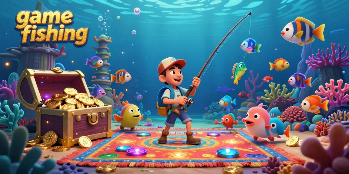 Engage in thrilling game fishing with vibrant sea creatures and colorful coral.