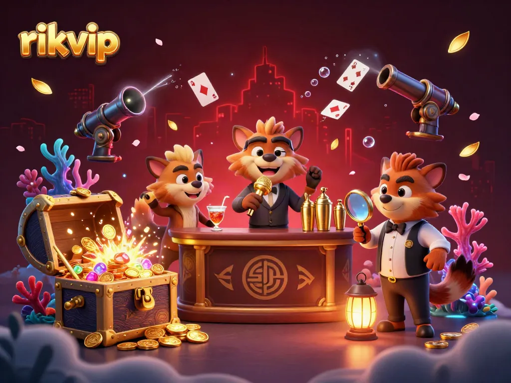Experience the fun at rikvip with entertaining hyenas in a vibrant casino club scene.