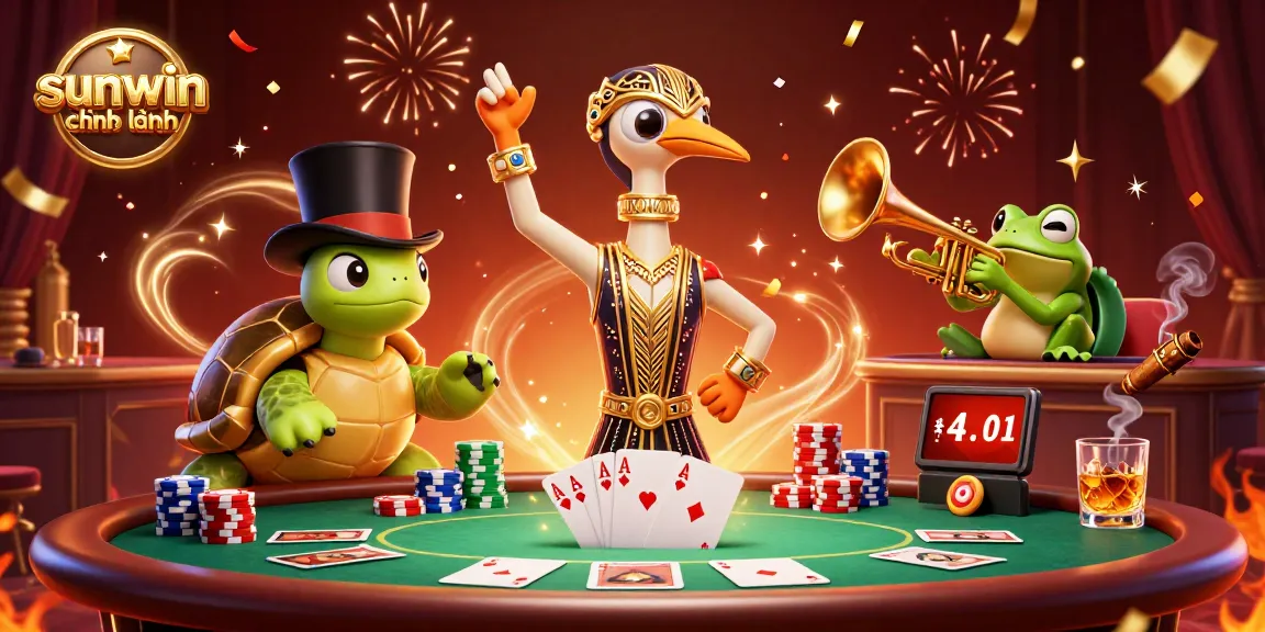 Engage with sunwin chính hãng at a vibrant casino scene featuring unique characters and rich game elements.